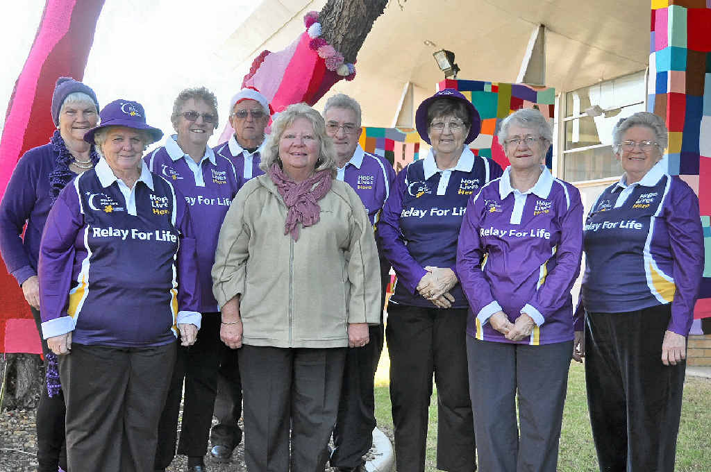 Santa’s Little Helpers Relay for Life team members Eileen Scott, team captain Kay Wilson, Margaret Gillespie, Ken Hartnett, Anne Draheim, Terry Brown, Connie Mills, Carol Cooke and Mary Hopkins are paying tribute to the late Andy Wilson.